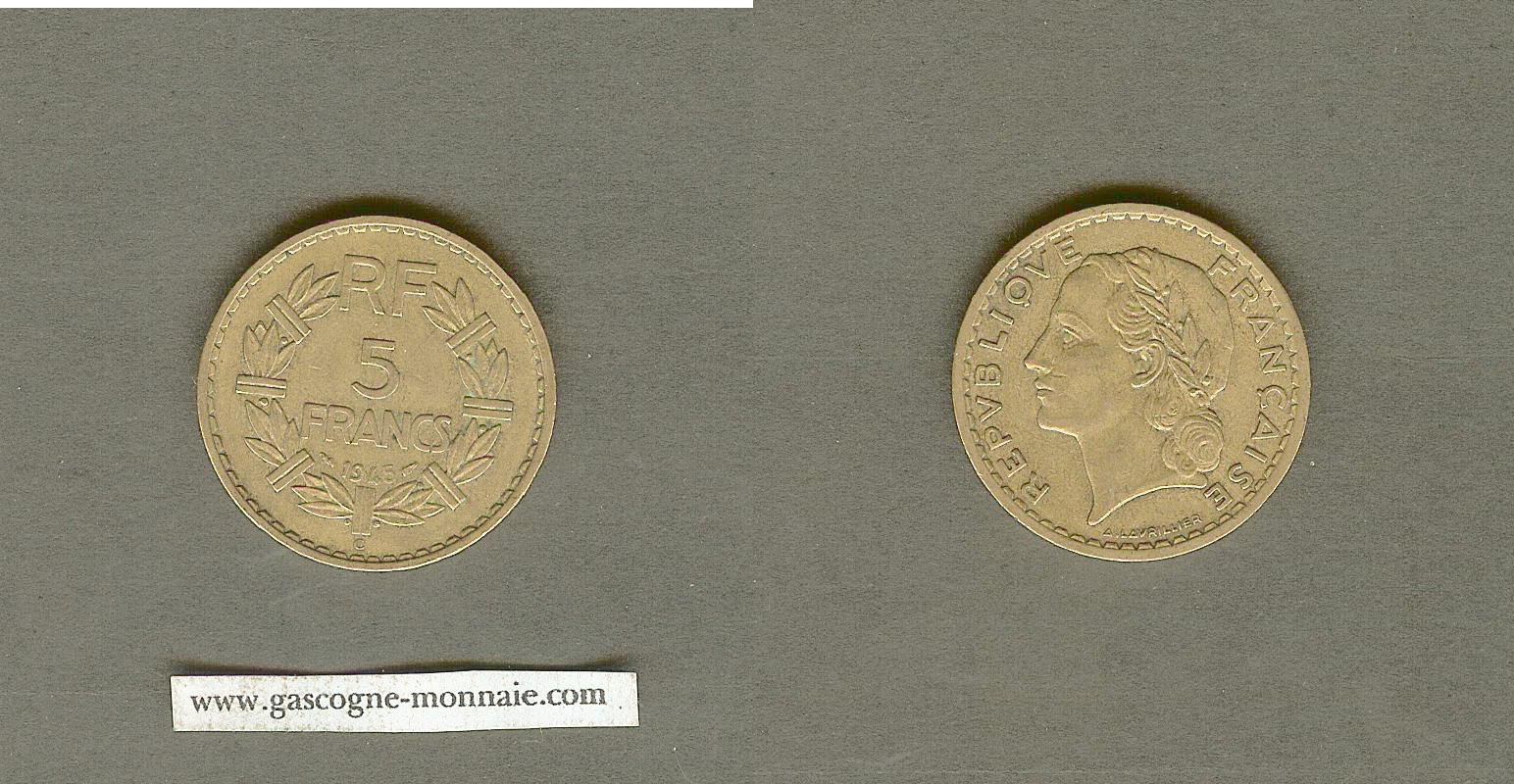 5 francs Lavrillier 1945 C Castelsarrasin TTB+